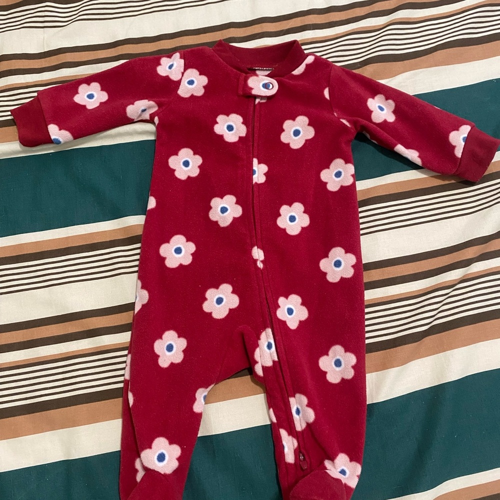 Floral Red Kids One Piece